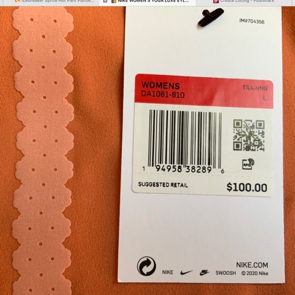 Nike Yoga Luxe Eylet High Rise 7/8 Leggings Orange Women's Large - Picture 9 of 9